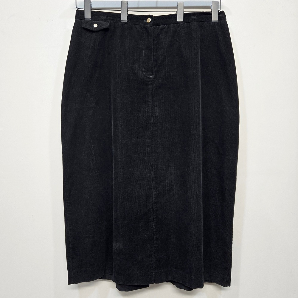 Vintage Lauren Jeans Co Ralph Lauren Pencil Skirt 18W Black Corduroy Maxi Slit